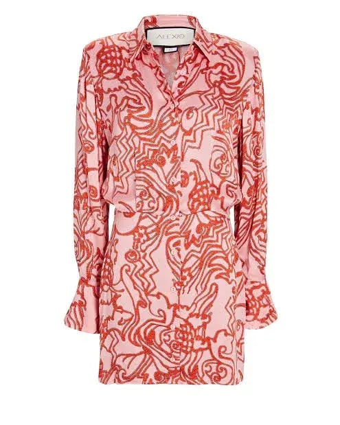 Alexis Vermillion Silk Shirt Mini Dress Size 6 photo 4