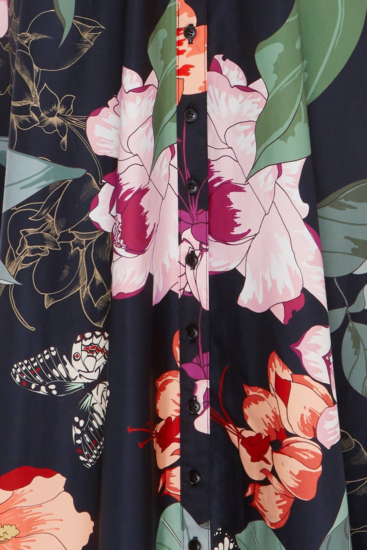 LEO LIN BIANCA SHORT SLEEVE MIDI DRESS - LUSH PRINT IN BLACK photo 5