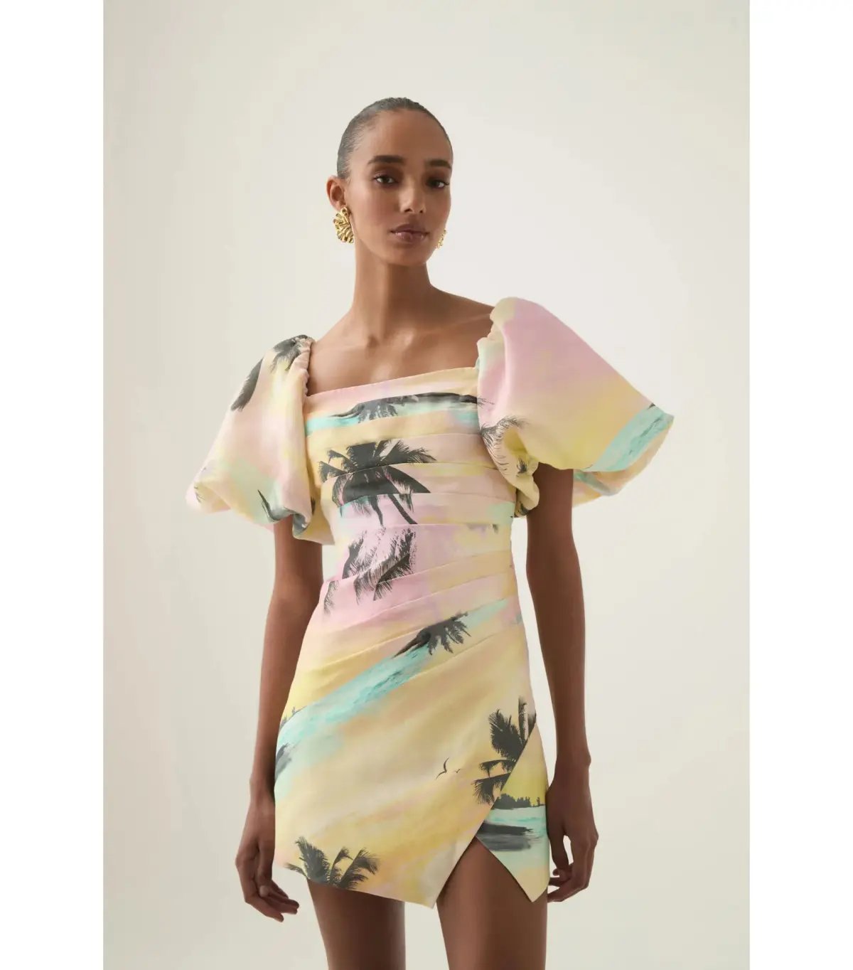Aje Paradise Wrap Front Mini Dress Sunset Sky Size AU 10 photo 3