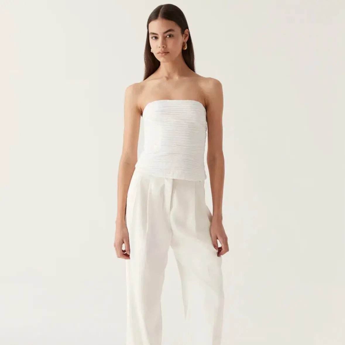 Aje Sunbeam Ruched Bustier Ivory Size 4 photo 2