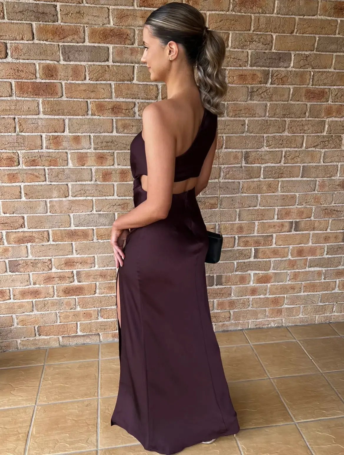 Misha Kristin Satin Gown Port Size 8 photo 2