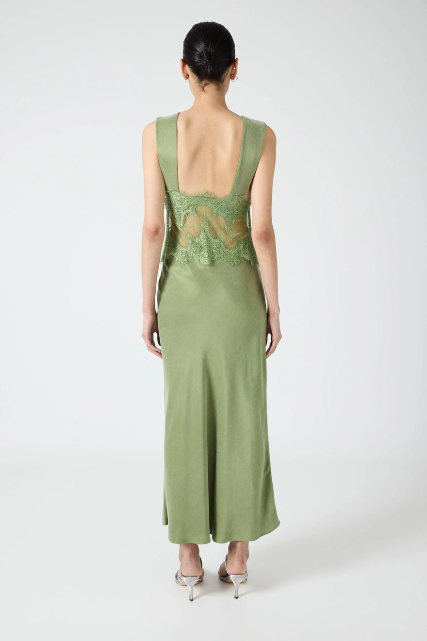 Third Form Visions Lace Deep V Neck Maxi Dress - Sage photo 4