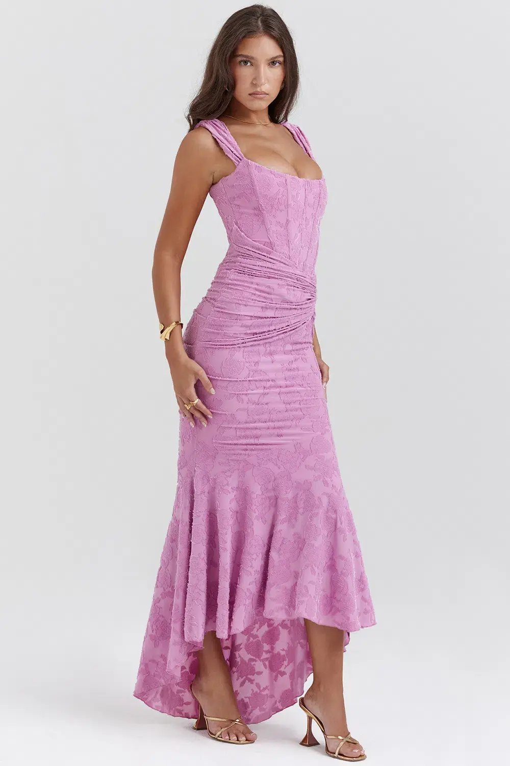 House of CB Cesca Rose Pink Floral Maxi Dress Pink Size S/AU 8-10 photo 2