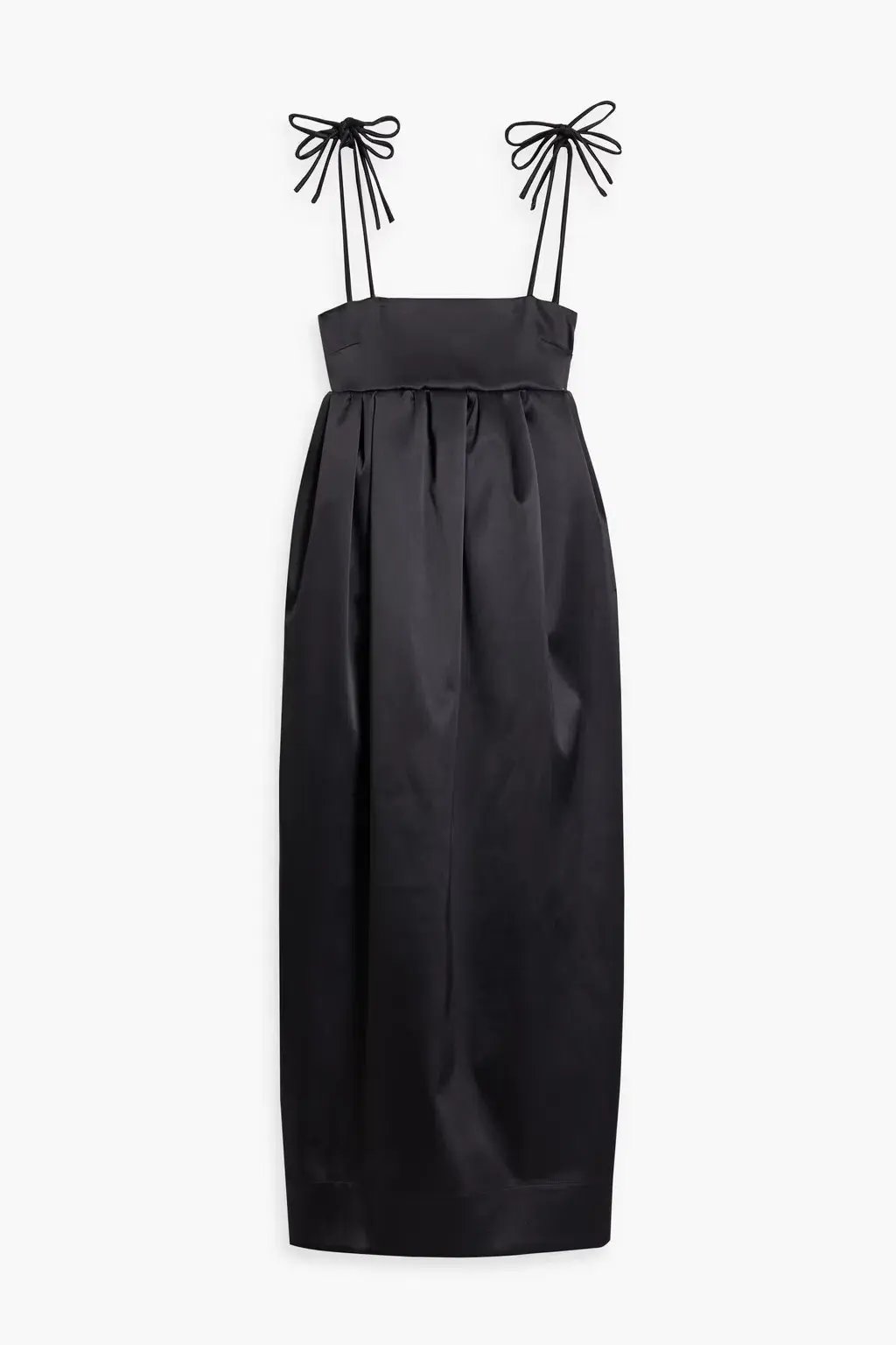 Ganni Gathered Satin Midi Dress Black Size AU 6 photo 3
