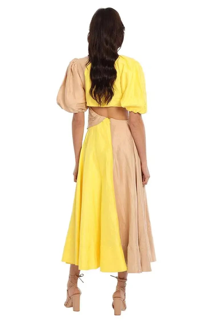 AJE	Caliente Midi Dress Yellow Size 6 photo 3
