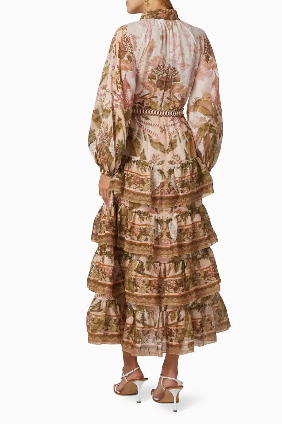 Zimmermann Floral Tiered Lyre Billow Midi Dress Size 2/AU 12 photo 2