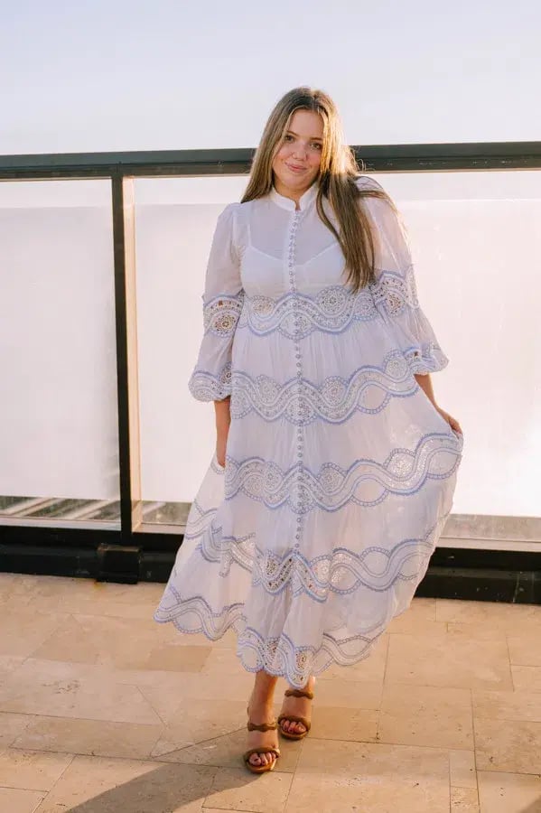Zimmermann Cira Tiered Trimmed Dress White Size AU 16 photo 2