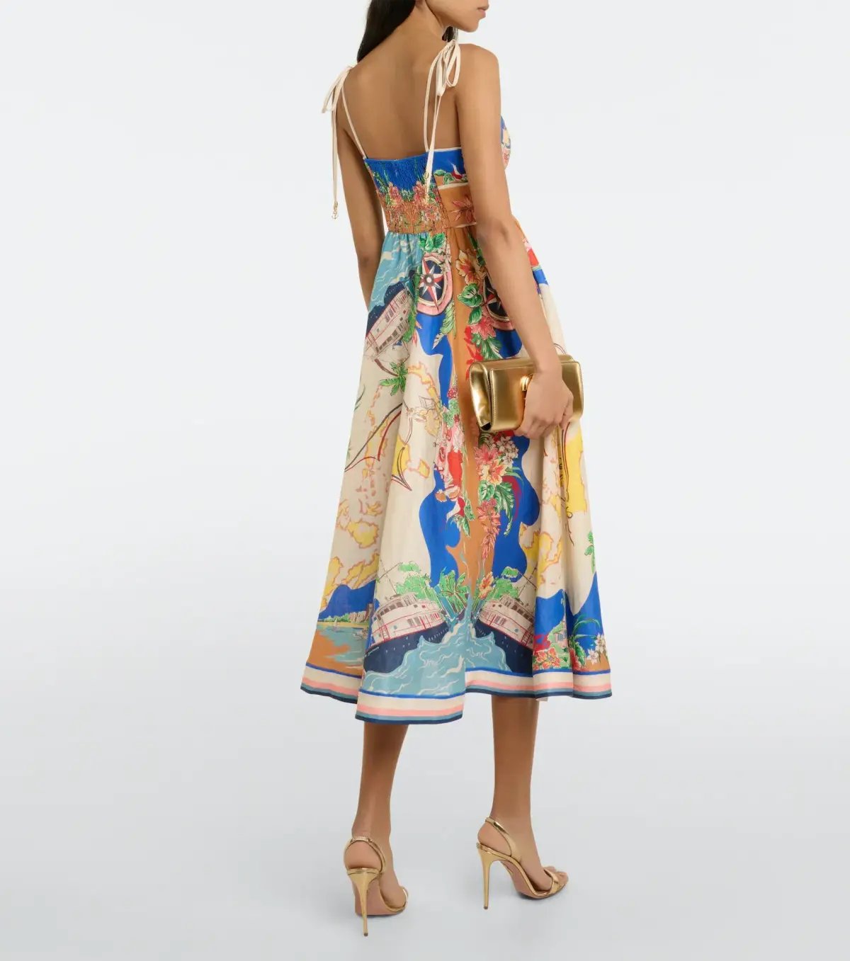 Zimmermann Alight Picnic Midi Dress Nautical Map Print Size 1 / AU 10 photo 4