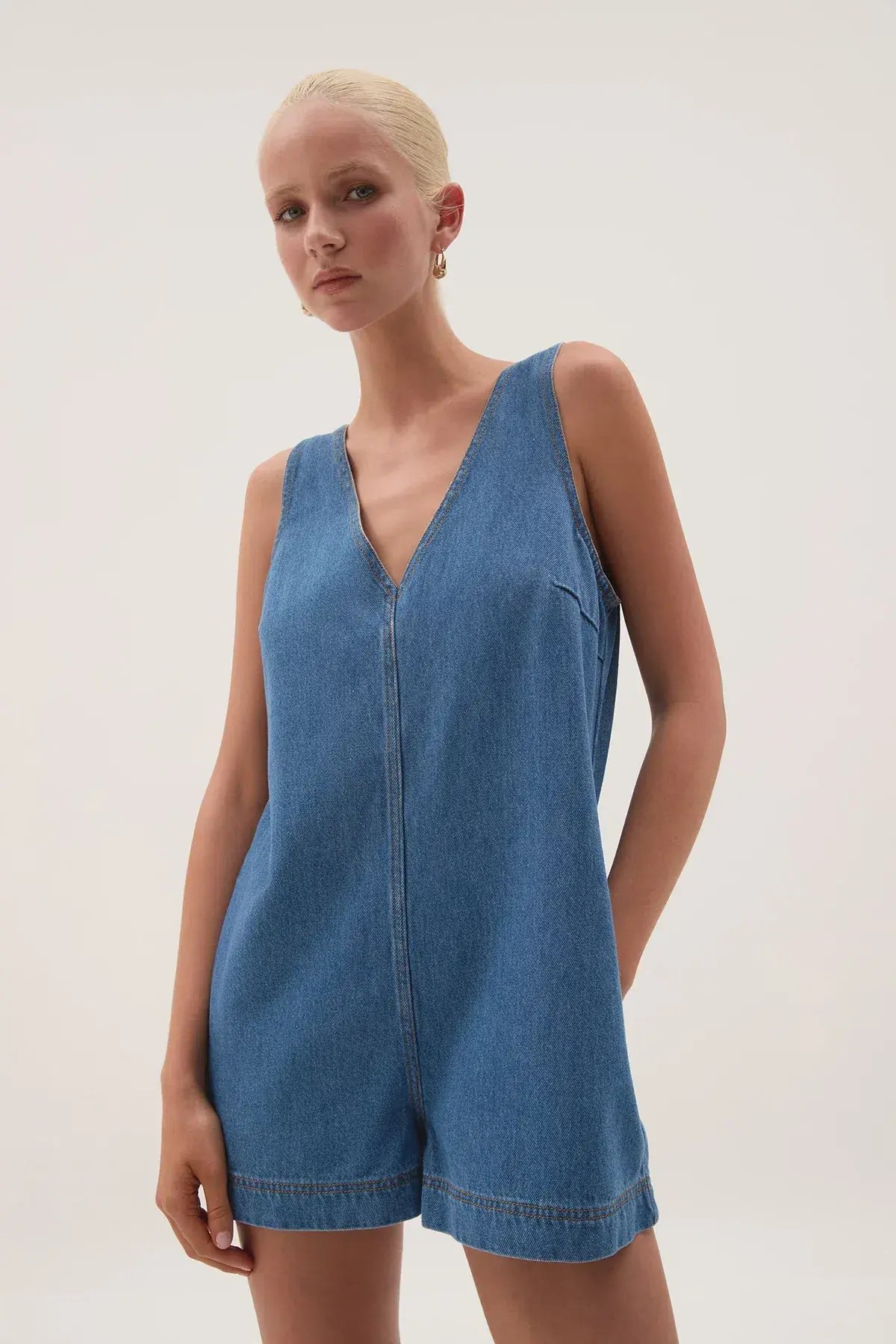 Aje Sunray Denim Playsuit Blue Size 10 photo 9