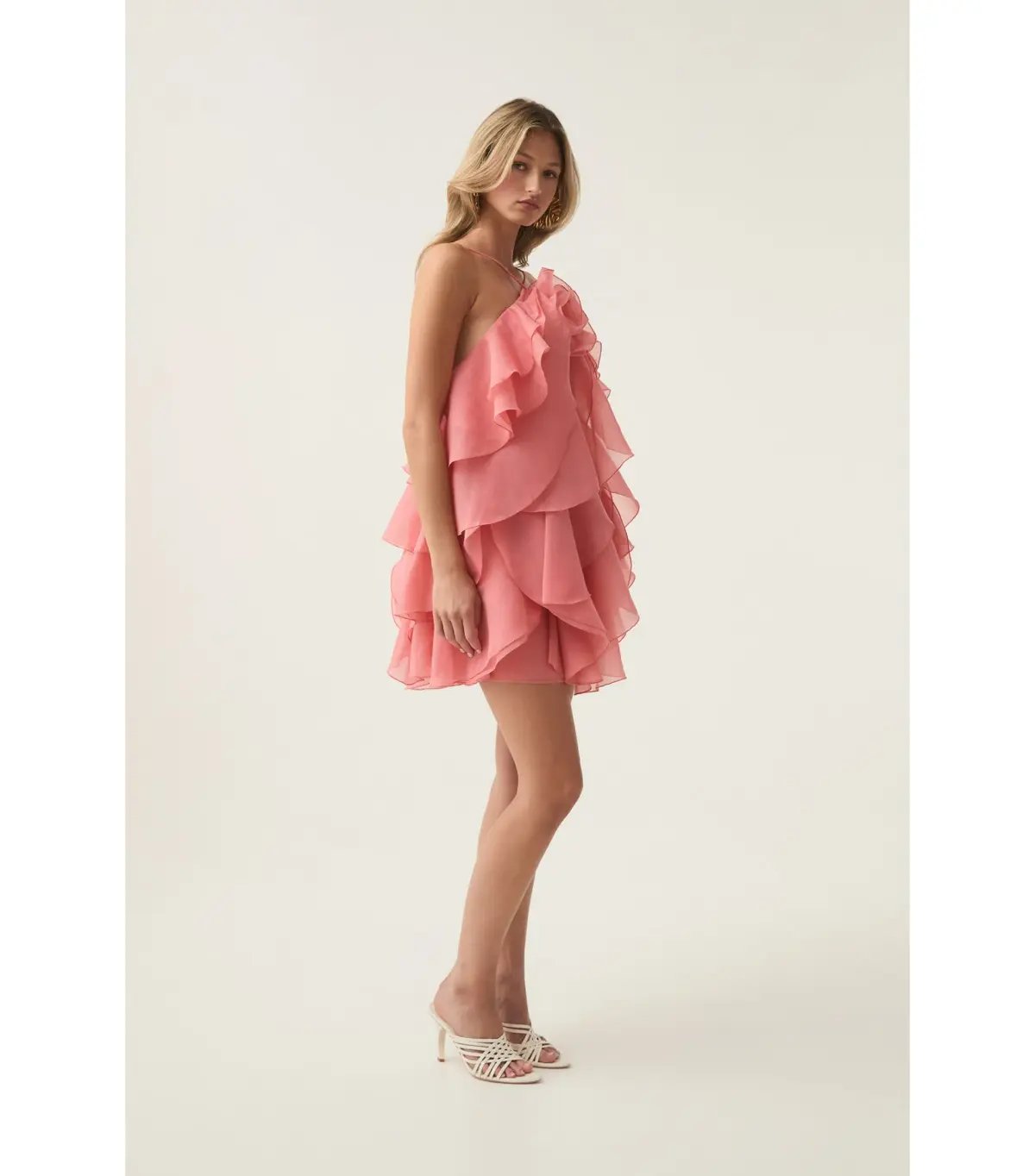 Aje Pandorea Layered Mini Dress Washed Coral Size AU 10 photo 3