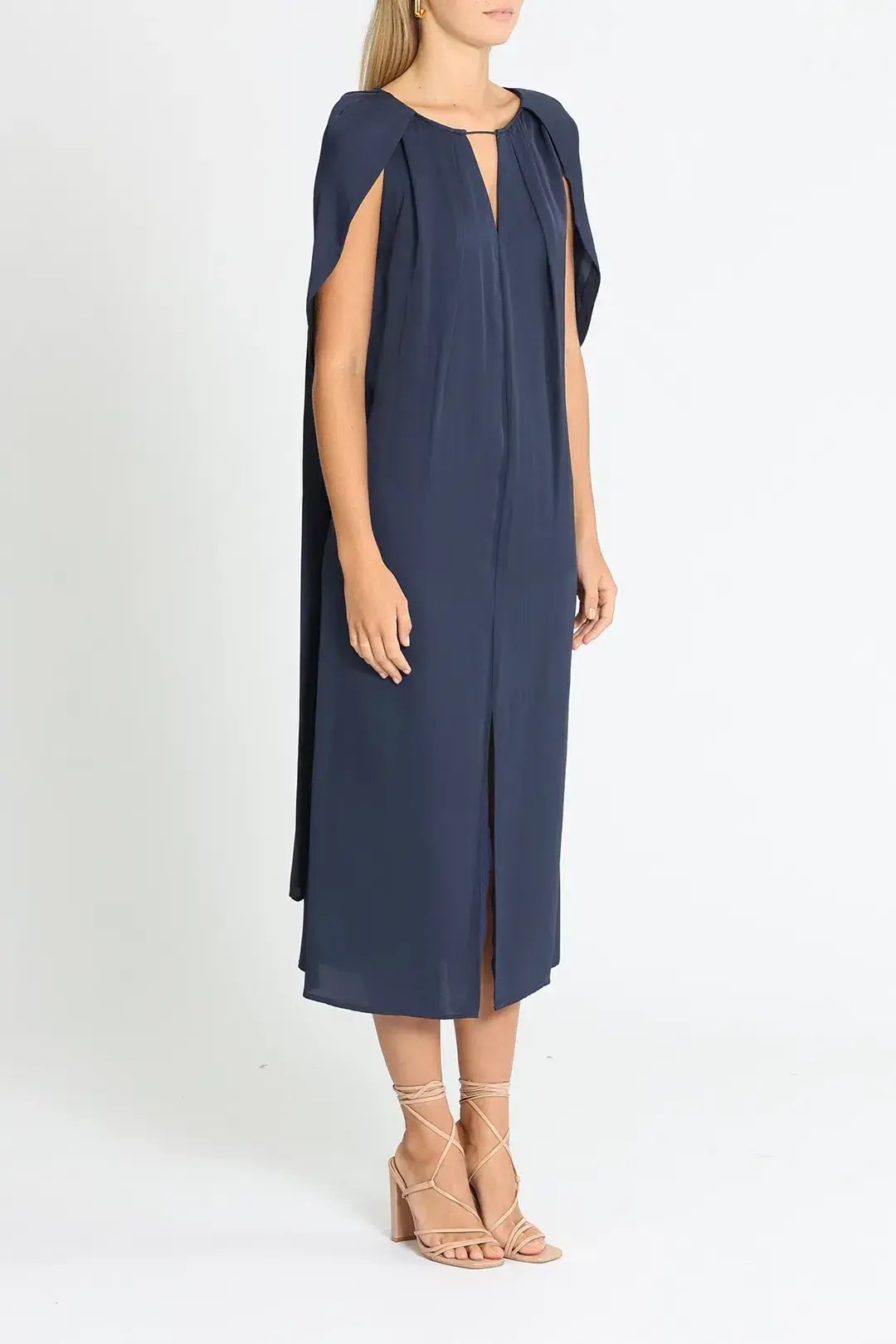 Willow Silk Midi Dress in Navy Size 10 photo 2