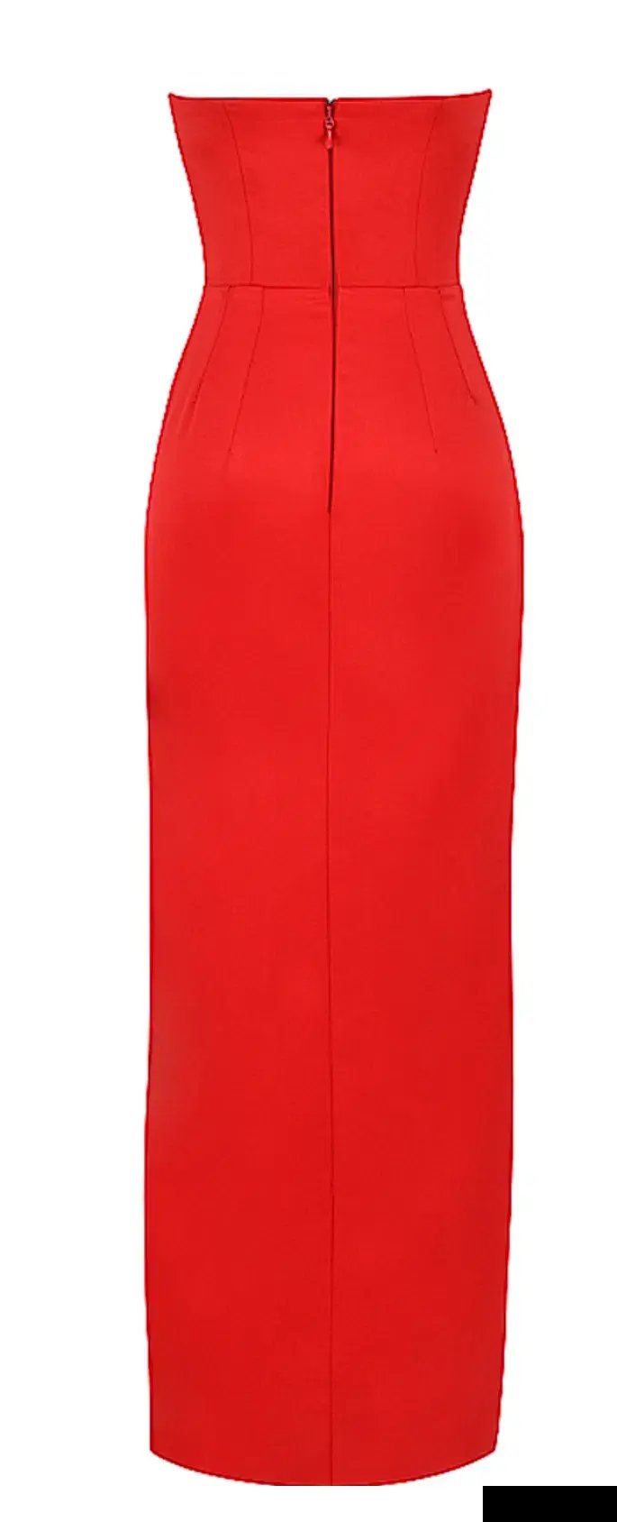 House of CB Adrienne Scarlet Satin Strapless Gown size 12 photo 5