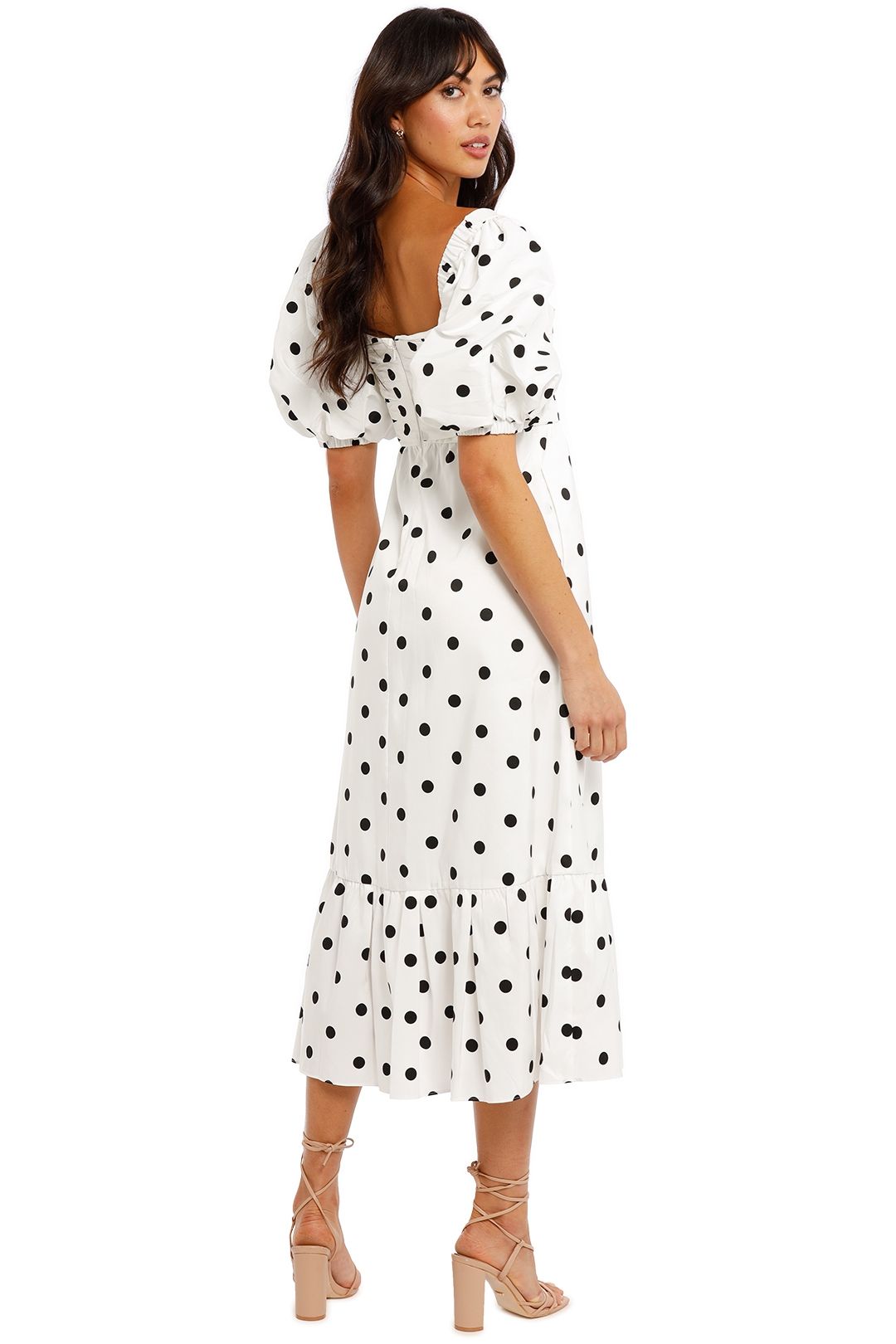 Polka Dot Midi Dress - White photo 3