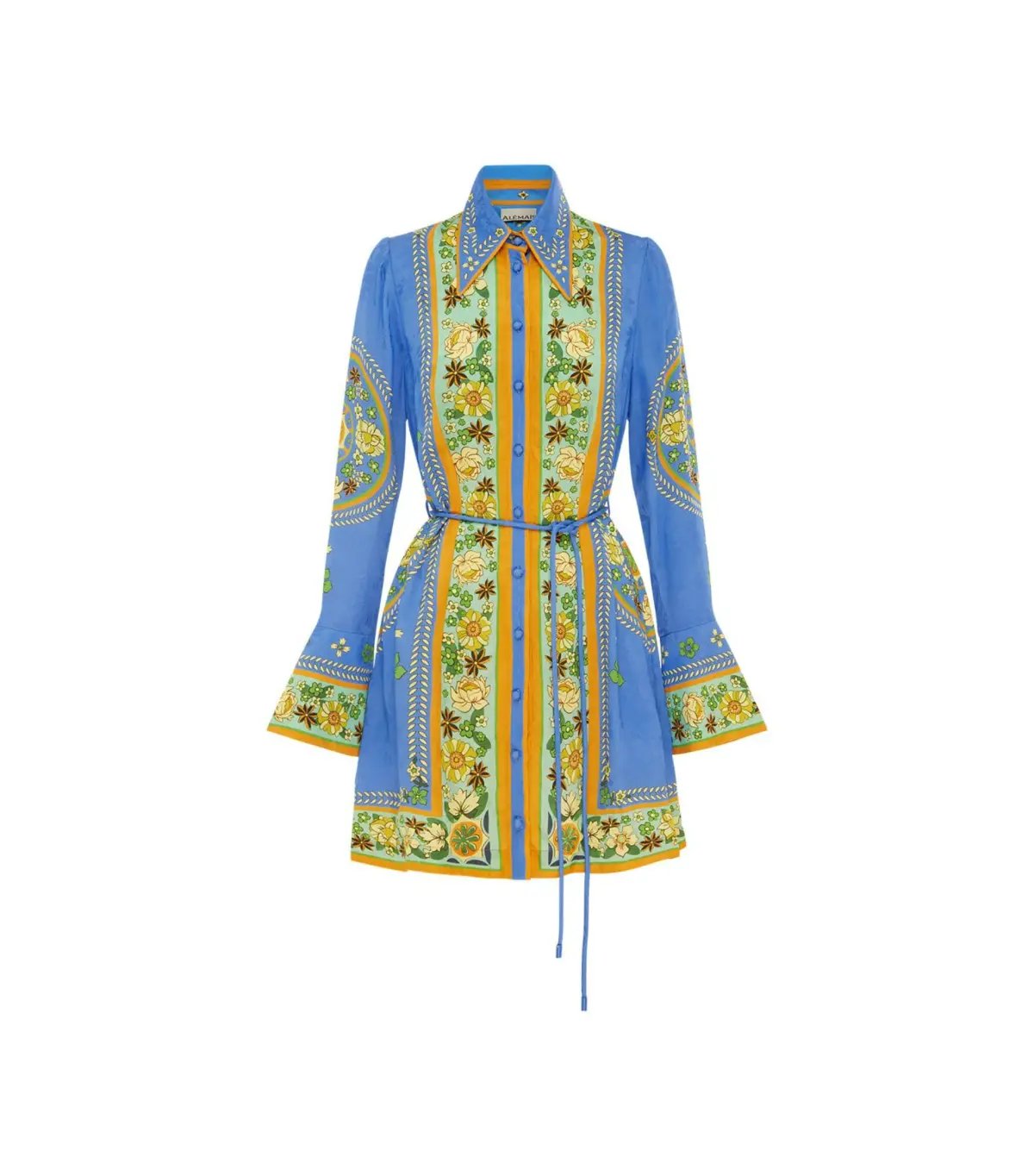 Alemais Linda Mini Dress in Blue Print Size AU 10 photo 3