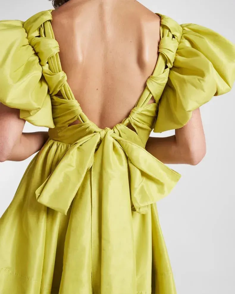 Aje Gretta Bow Back Puff Sleeve Mini Dress Green Size 10 photo 4
