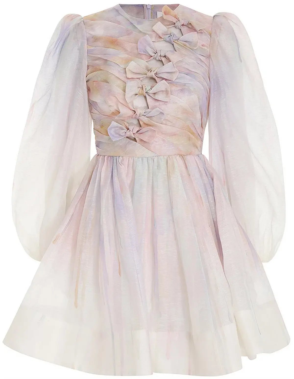 Zimmermann Rhythmic Knot Mini Dress Abstract Rainbow Size 1 / AU 10 photo 4