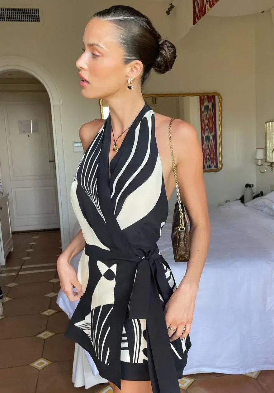 Sir the Label Realisme Wrap Halter Mini Dress Papier Size 8 photo 2