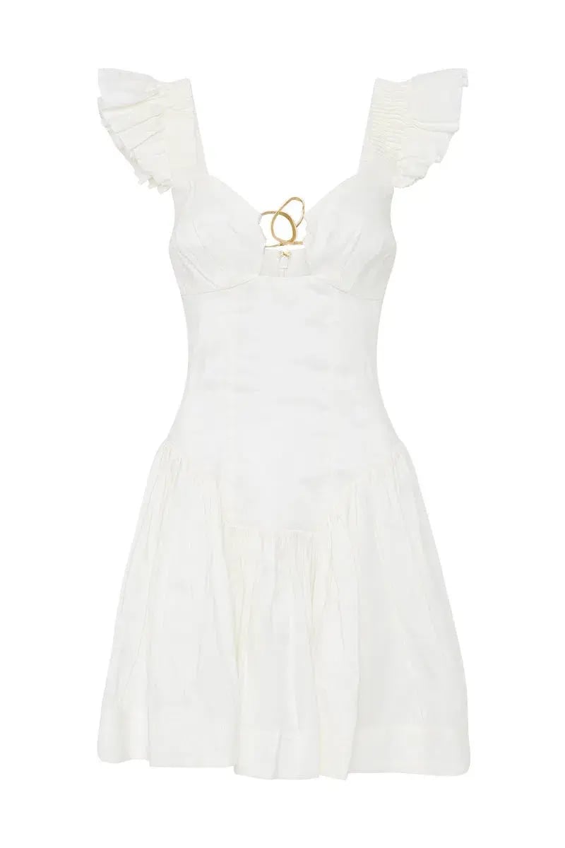 AJE Simone Frill Sleeve Mini Dress Ivory Size 8 (Altered to Size 6) photo 4