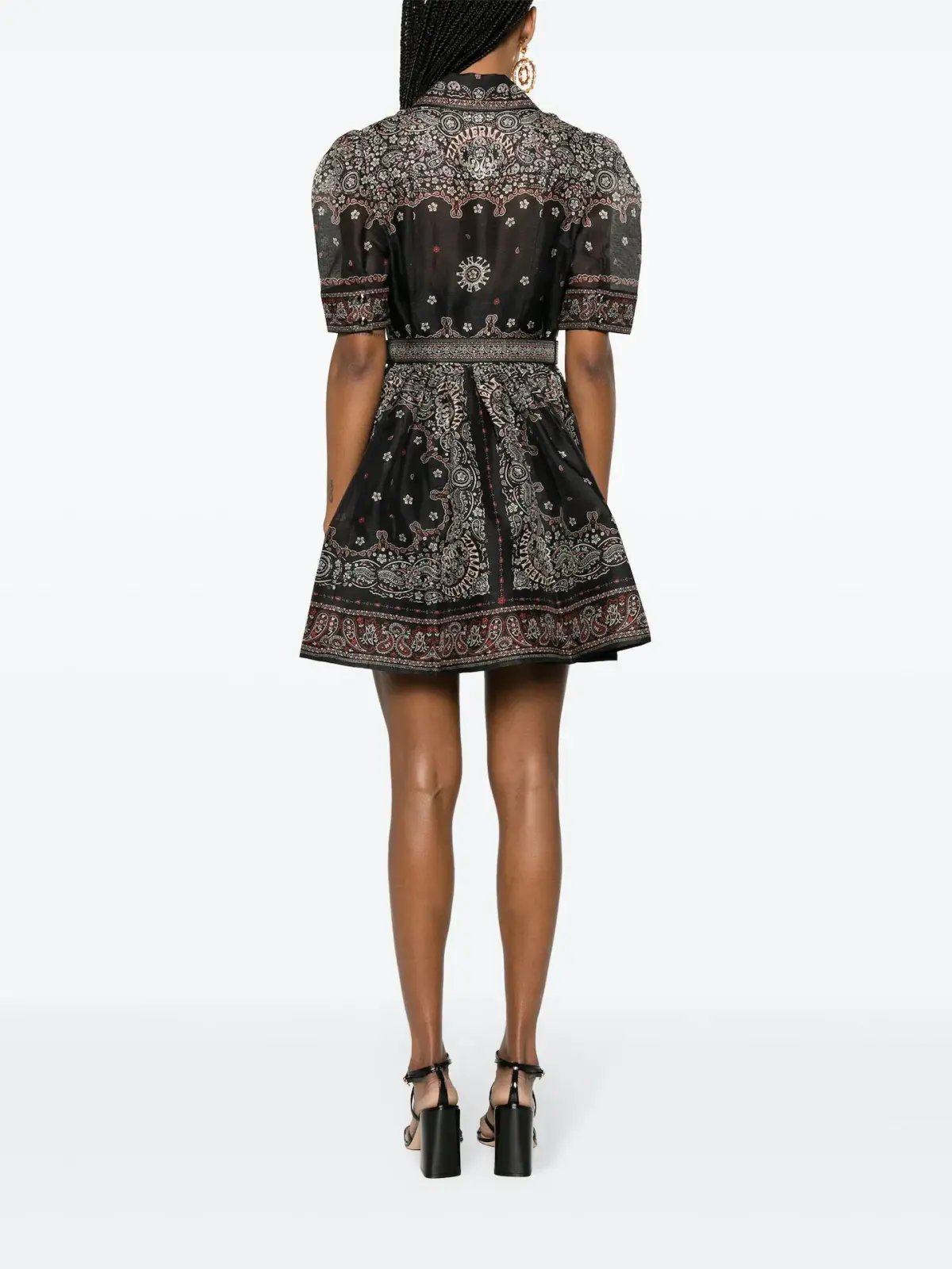 Zimmermann Matchmaker Mini Shirt Dress Black Bandana Size 0 / AU 8 photo 2