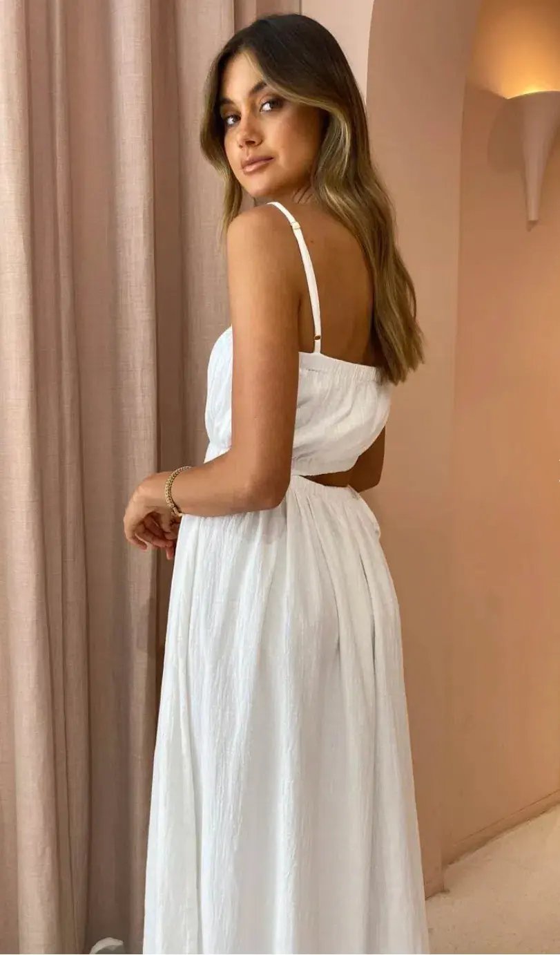 By Nicola Carnivale Elastic Waist Maxi Dress in White Size 10 / M photo 4