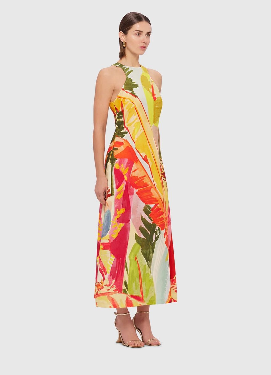 Leo Lin Giselle Racer Neck Midi Dress - Rainforest Print photo 3