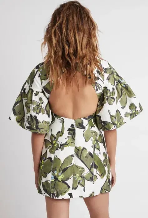 Aje Oasis Olive Leaf Cut Out Mini Dress Floral Size 4 photo 6