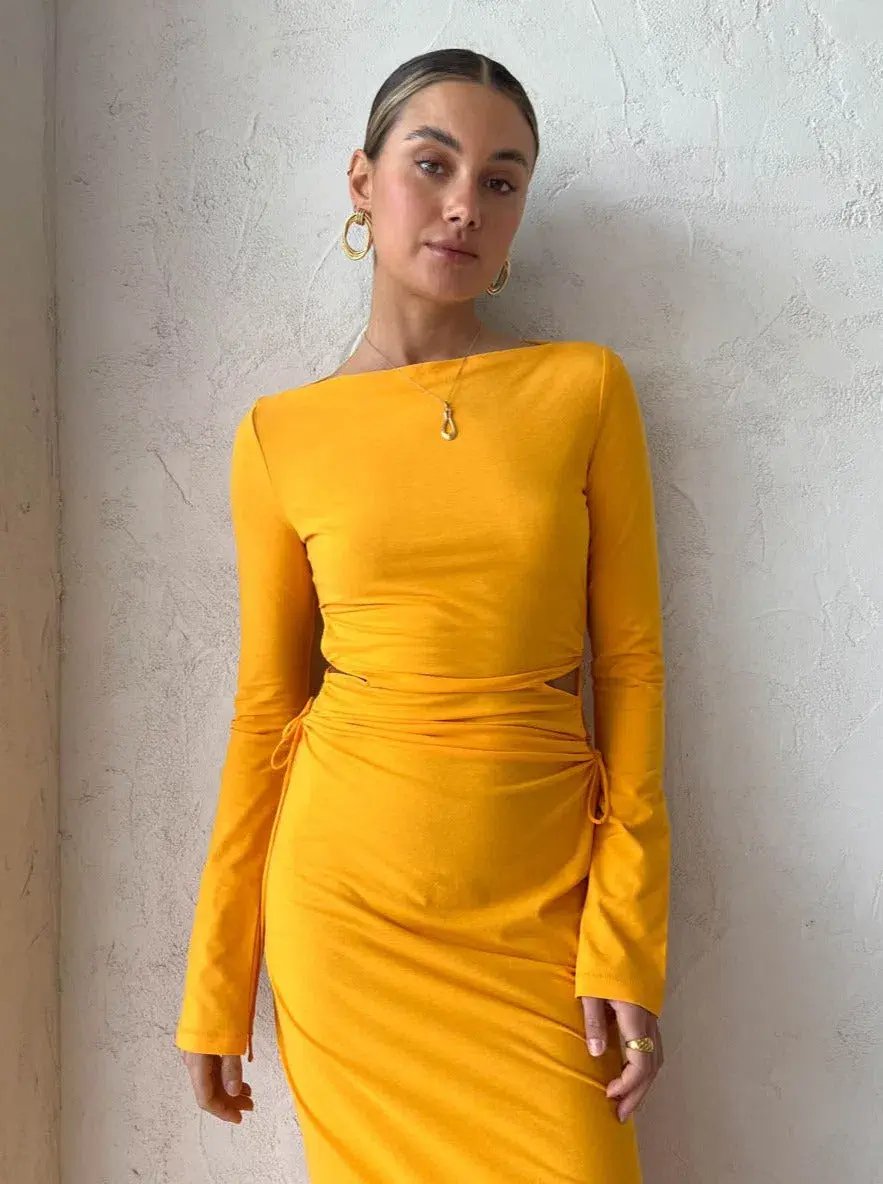 Camilla and Marc Alexandre Midi Dress in Marigold Yellow Size 10 photo 5