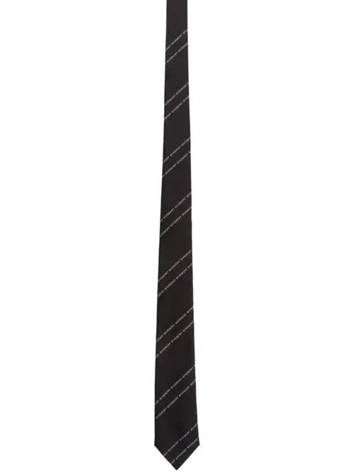 Givenchy Black & White Silk Pinstripes Tie photo 2