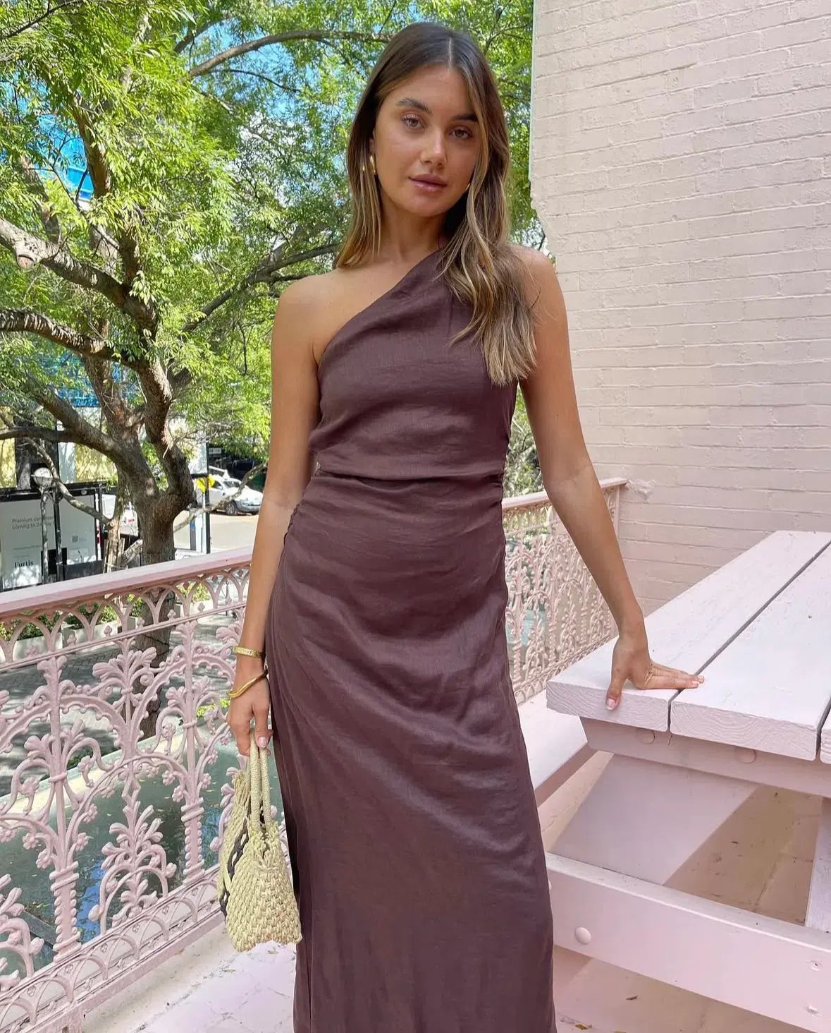 Faithfull The Brand Jomana Midi Dress In Cacao Size 10 photo 3