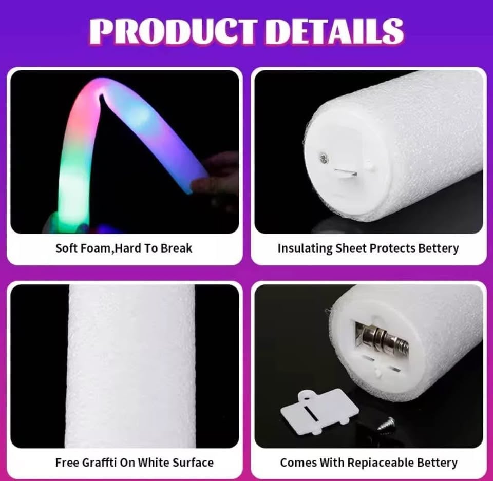 colourful RGB LED glow cheer tube foam sticks dark light for Christmas, birthday, wedding party ❤ photo 8