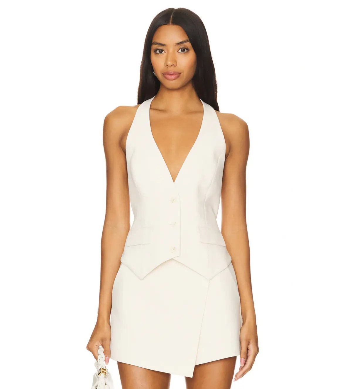 Shona Joy Irena Tailored Open Back Vest Size 6 and Wrap Skort Size 8 Set Rice photo 2