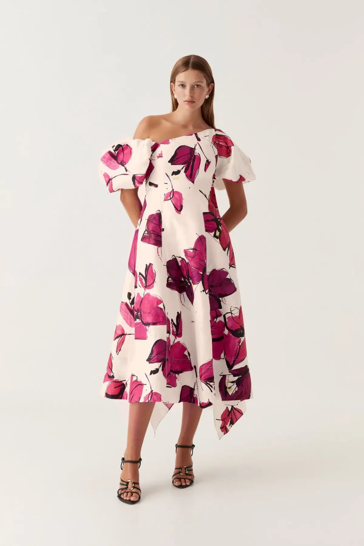 Aje - Arista Tulip Sleeve Midi Dress Floral - Size 16 photo 2
