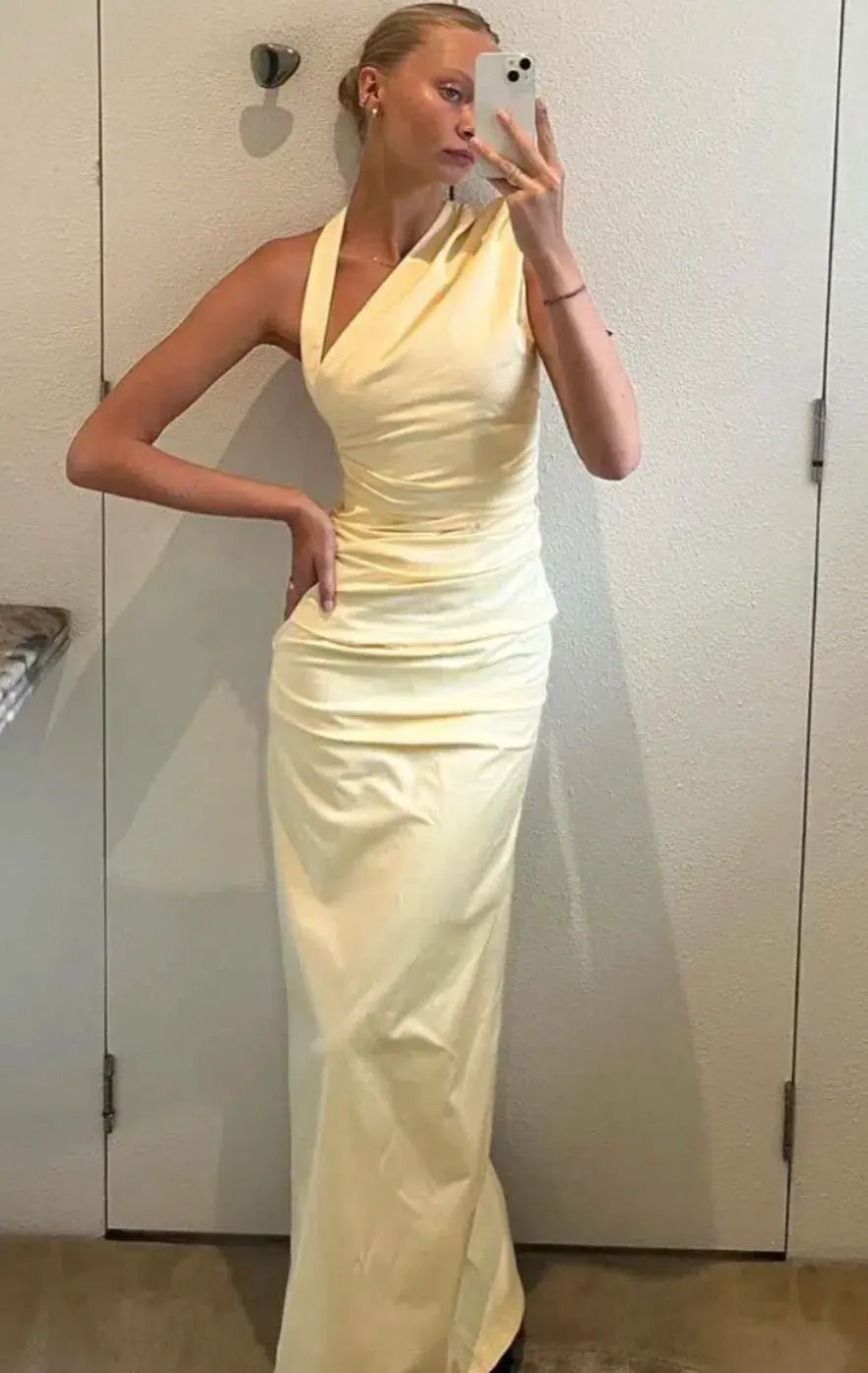 Sir the Label Giacomo Gathered Gown Butter Yellow Size 8 photo 4