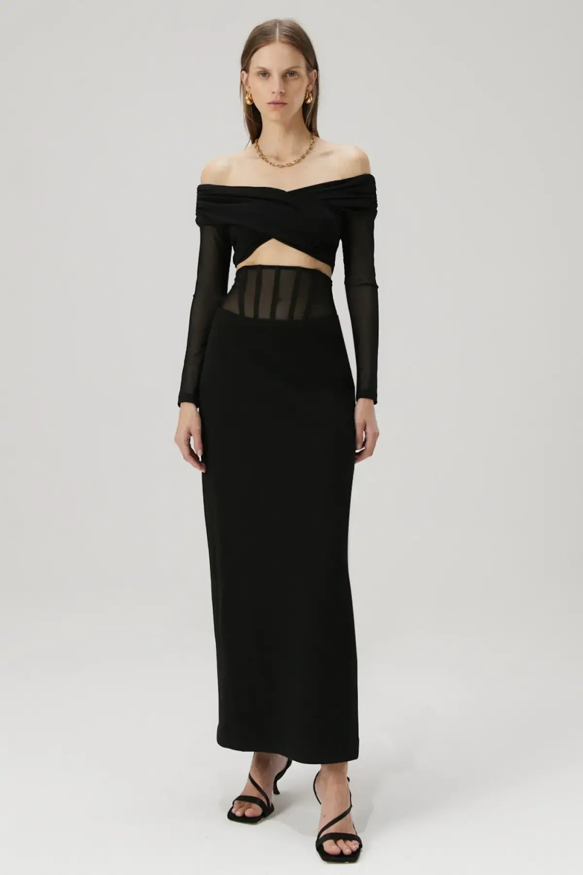 Misha Marceline Bonded Crepe Gown in Black Size 8/S photo 3