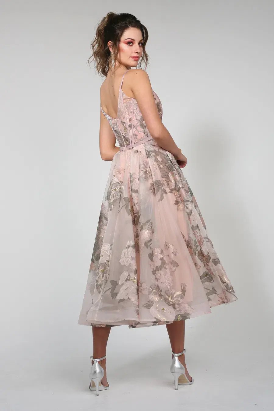 Tina Holly Pastel Floral Dress With Spaghetti Straps With A Line Skirt Floral Size AU 6 photo 2