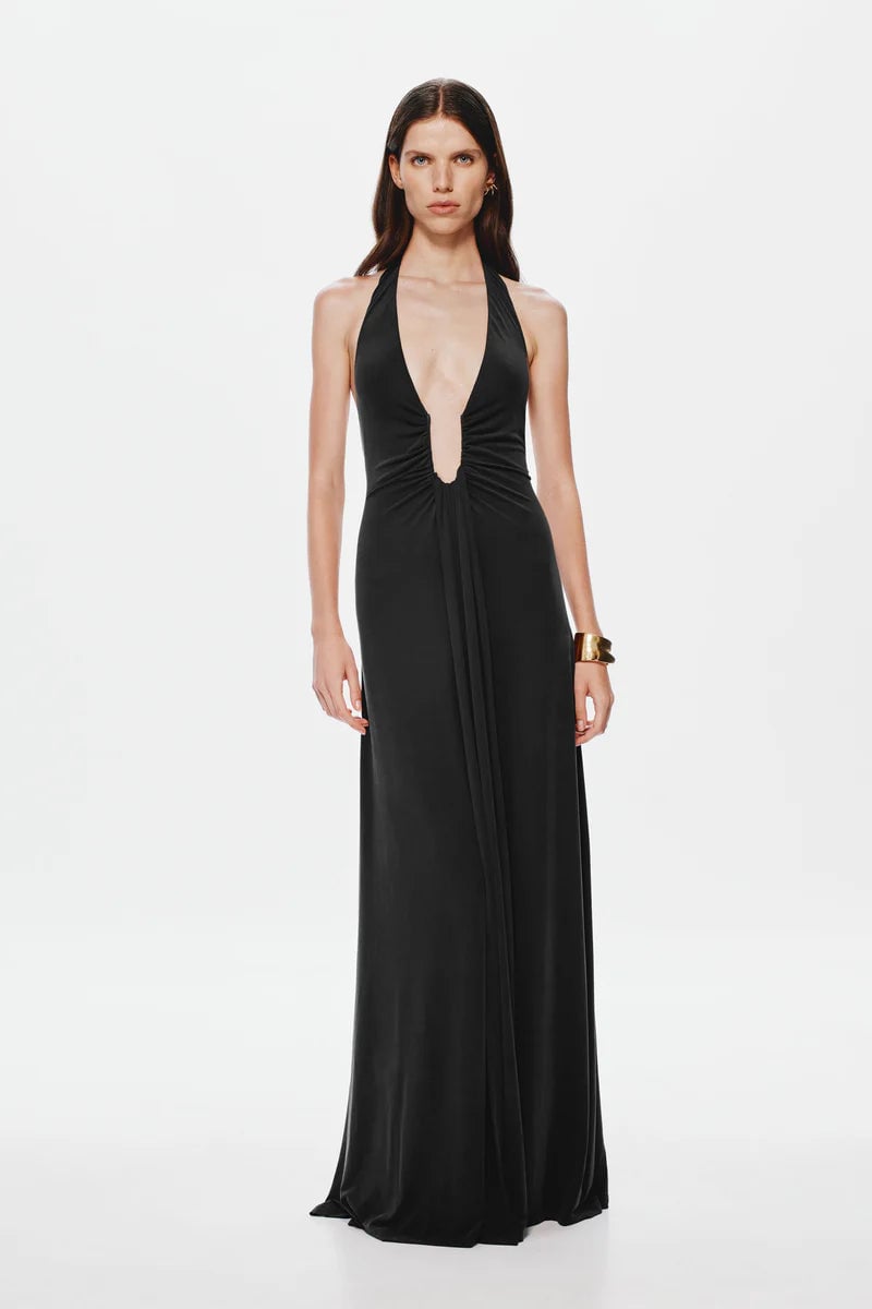 Misha Collection Jennifer Cupro Maxi Dress Black photo 3