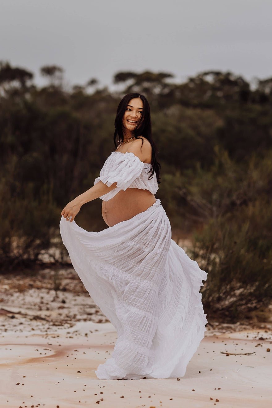 Mama Rentals White Lotus Tulle Maxi Two Piece Set photo 2