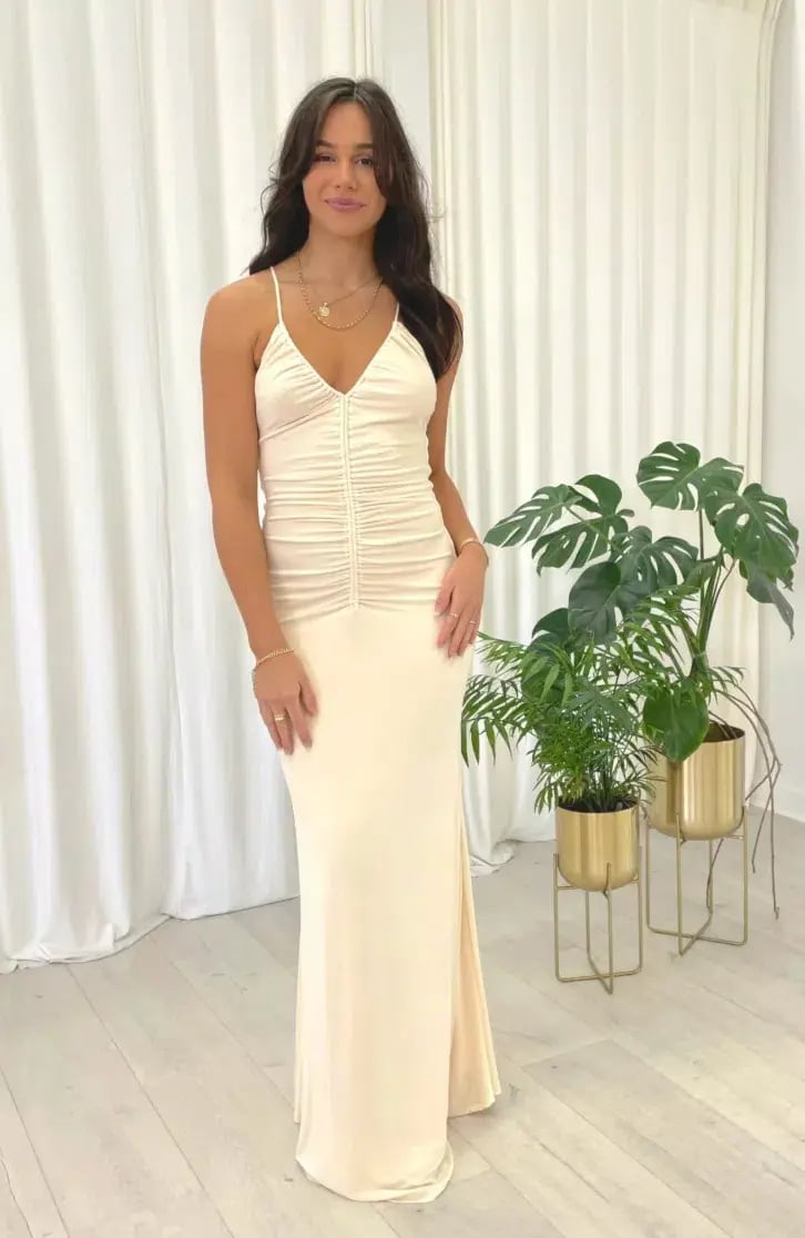 Misha Avoca Jersey Maxi Dress in Ivory Size 8 photo 3