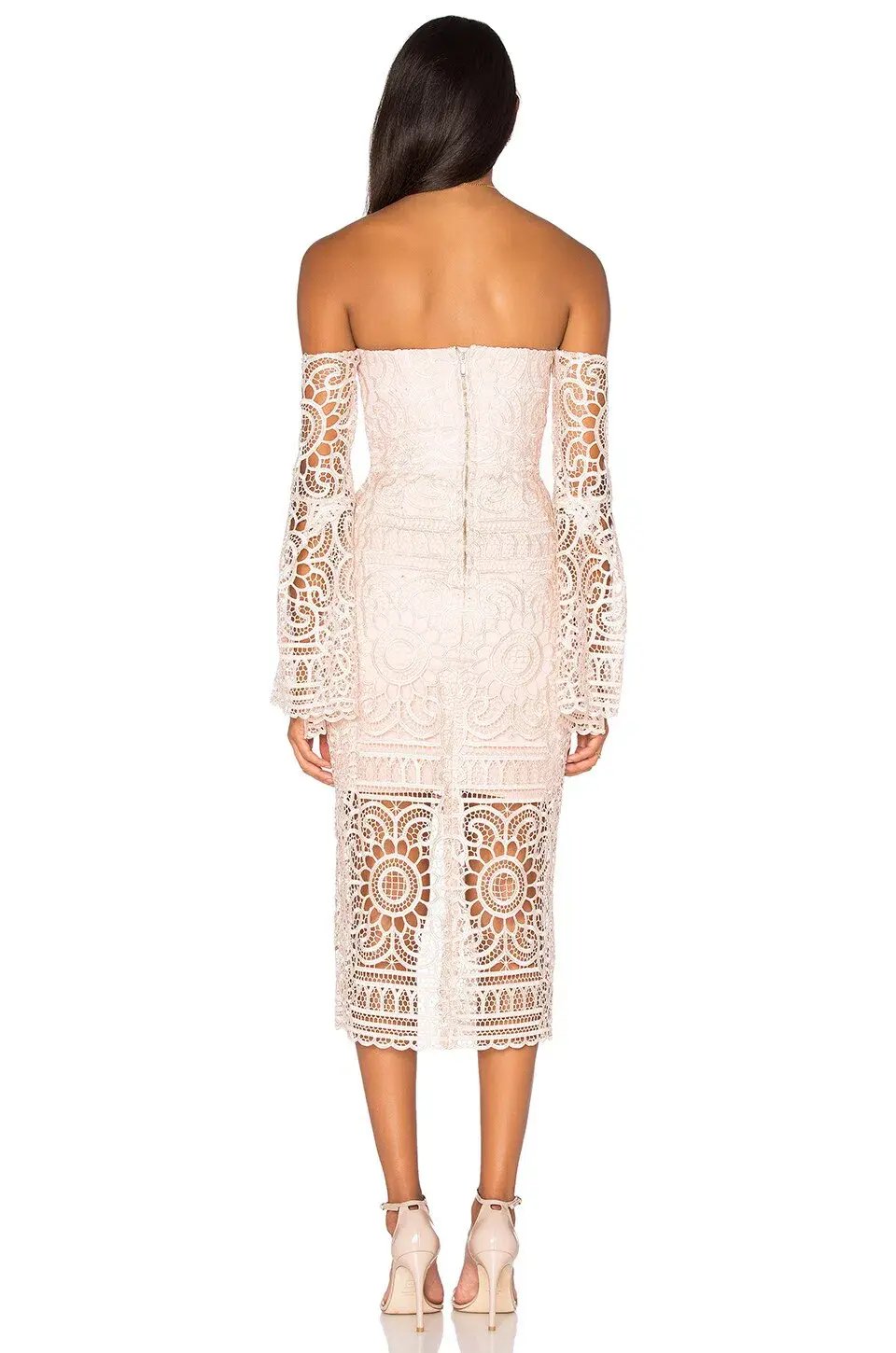 Nicholas Geo Floral Lace Eva Dress Blush Size 6 photo 3