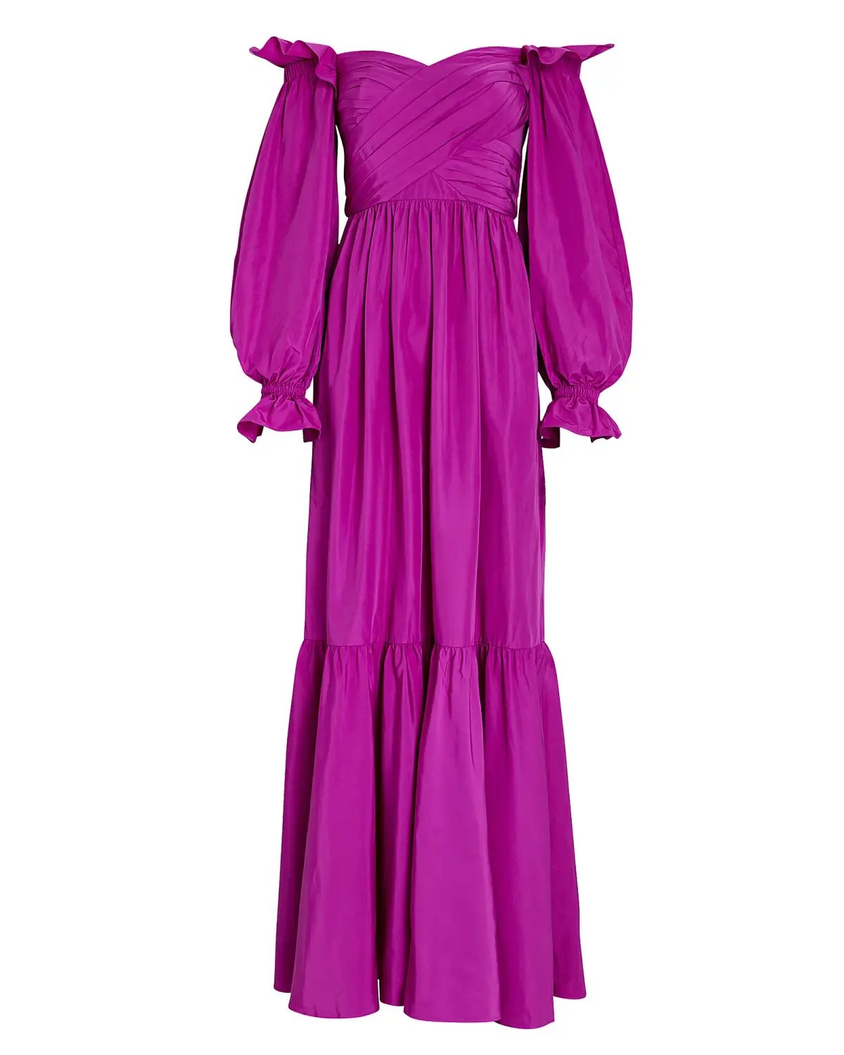 Self Portrait Off-the-shoulder ruffled taffeta gown Purple Size AU 12 photo 4