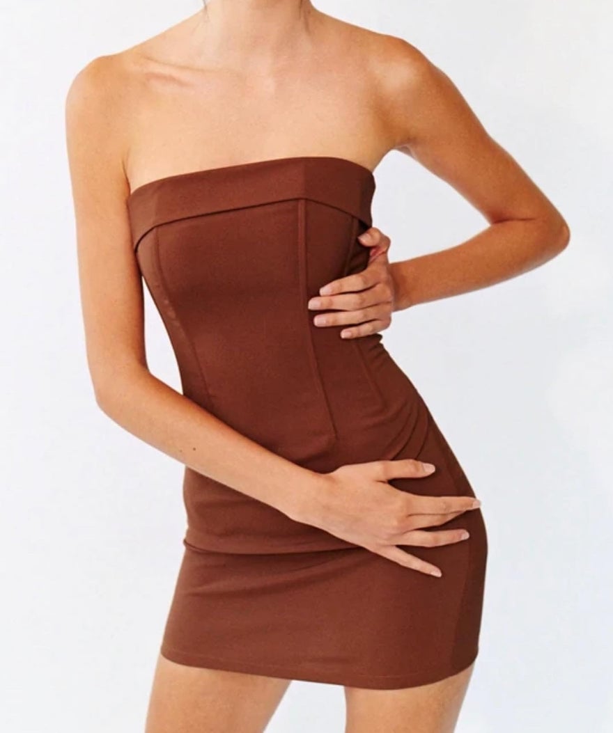 With Jean Chloe Corset Dress - Brown photo 4