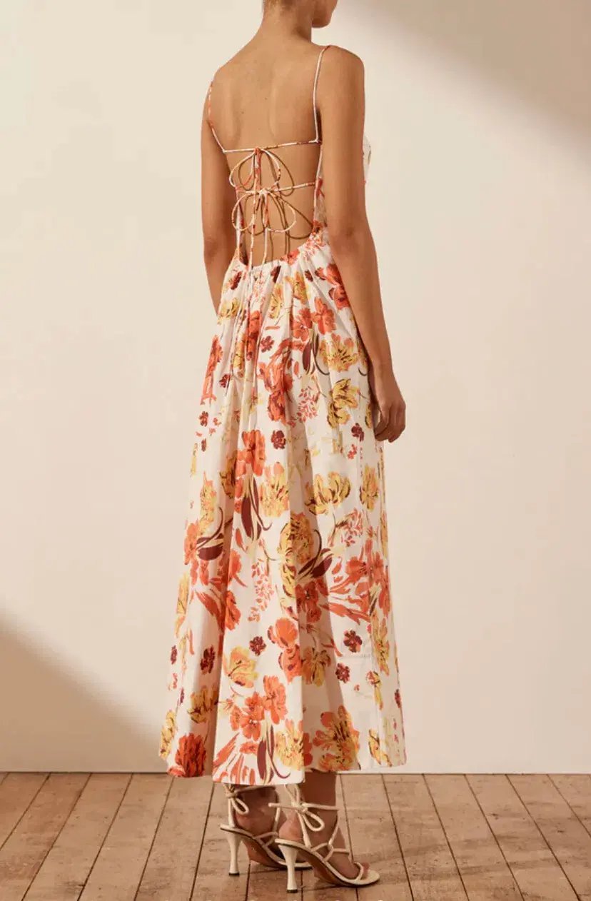Shona Joy Kalani Low Open Back Midi Dress Floral Size 14 / XL photo 3