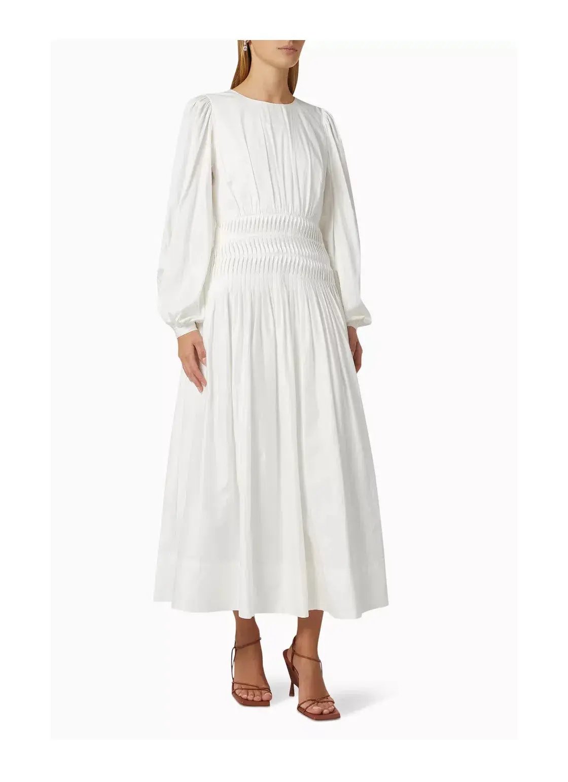 Aje Tidal Tucked Midi Dress Ivory Size 4 photo 2
