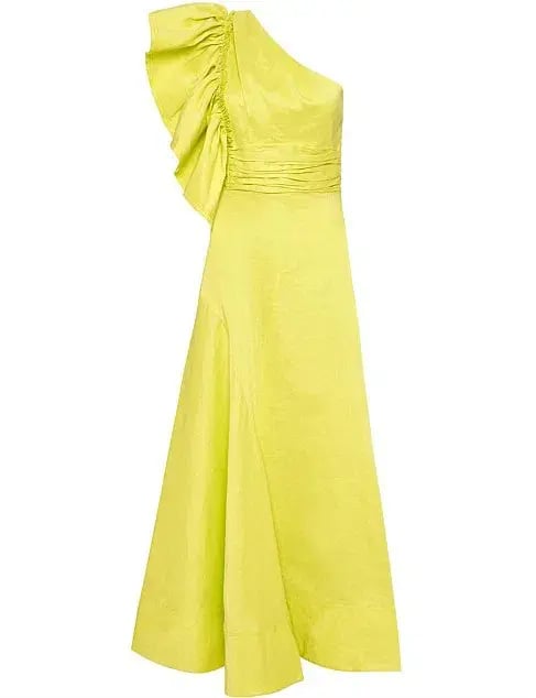 Aje Bonjour Asymmetric Midi Dress Lime Green Size 8 photo 4