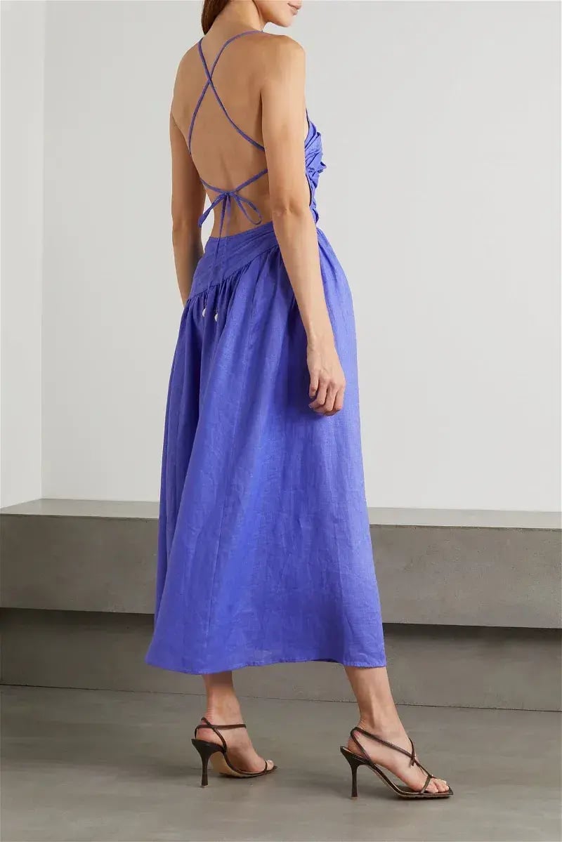 Zimmermann Tropicana Midi Dress Electric Blue Size 10 photo 2