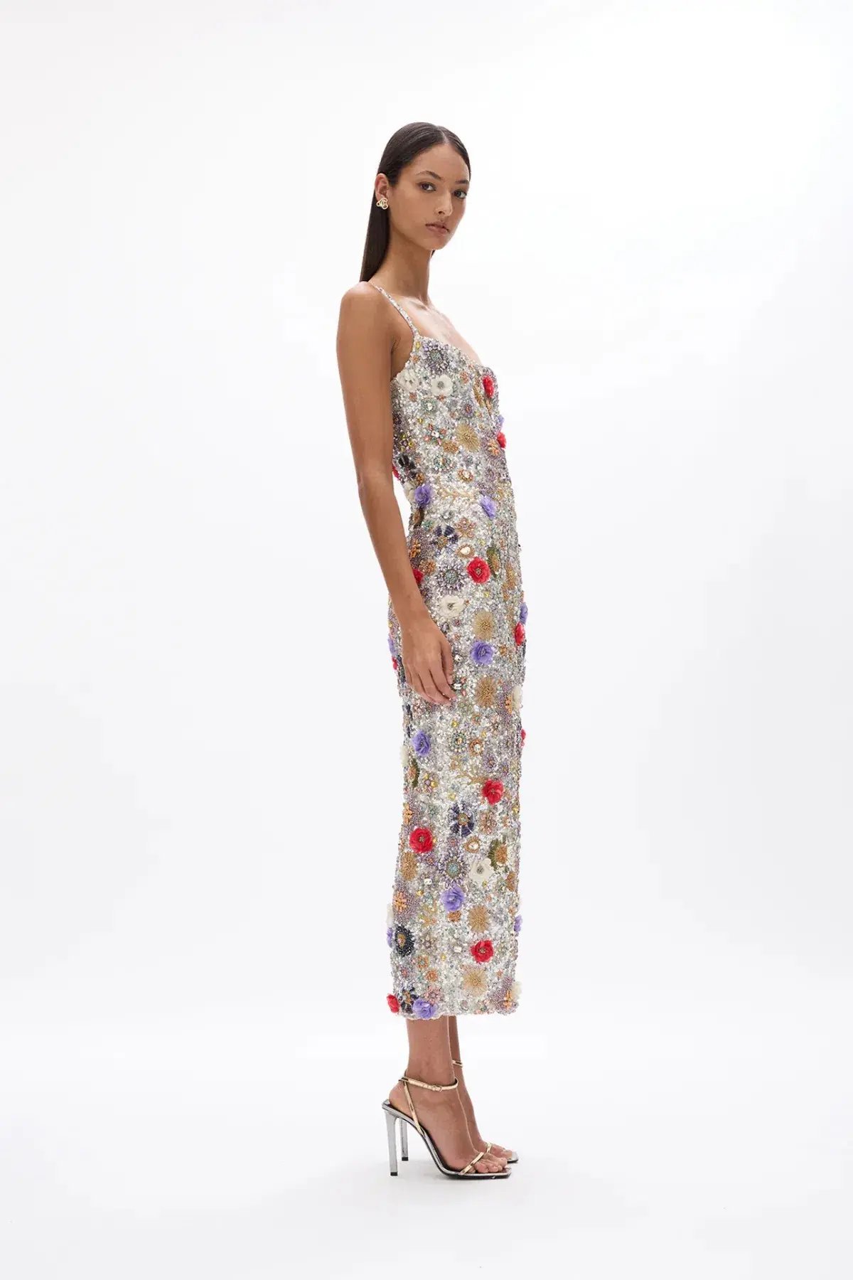 Rachel Gilbert Francesca Gown Silver Multi Size 0 / AU 6 photo 5
