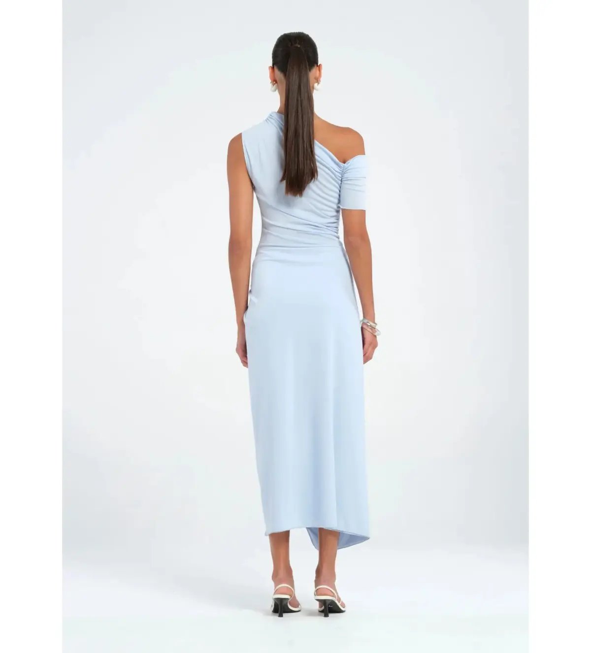Benni Cleo One Shoulder Maxi Dress in Sky Blue Size AU 10 photo 3