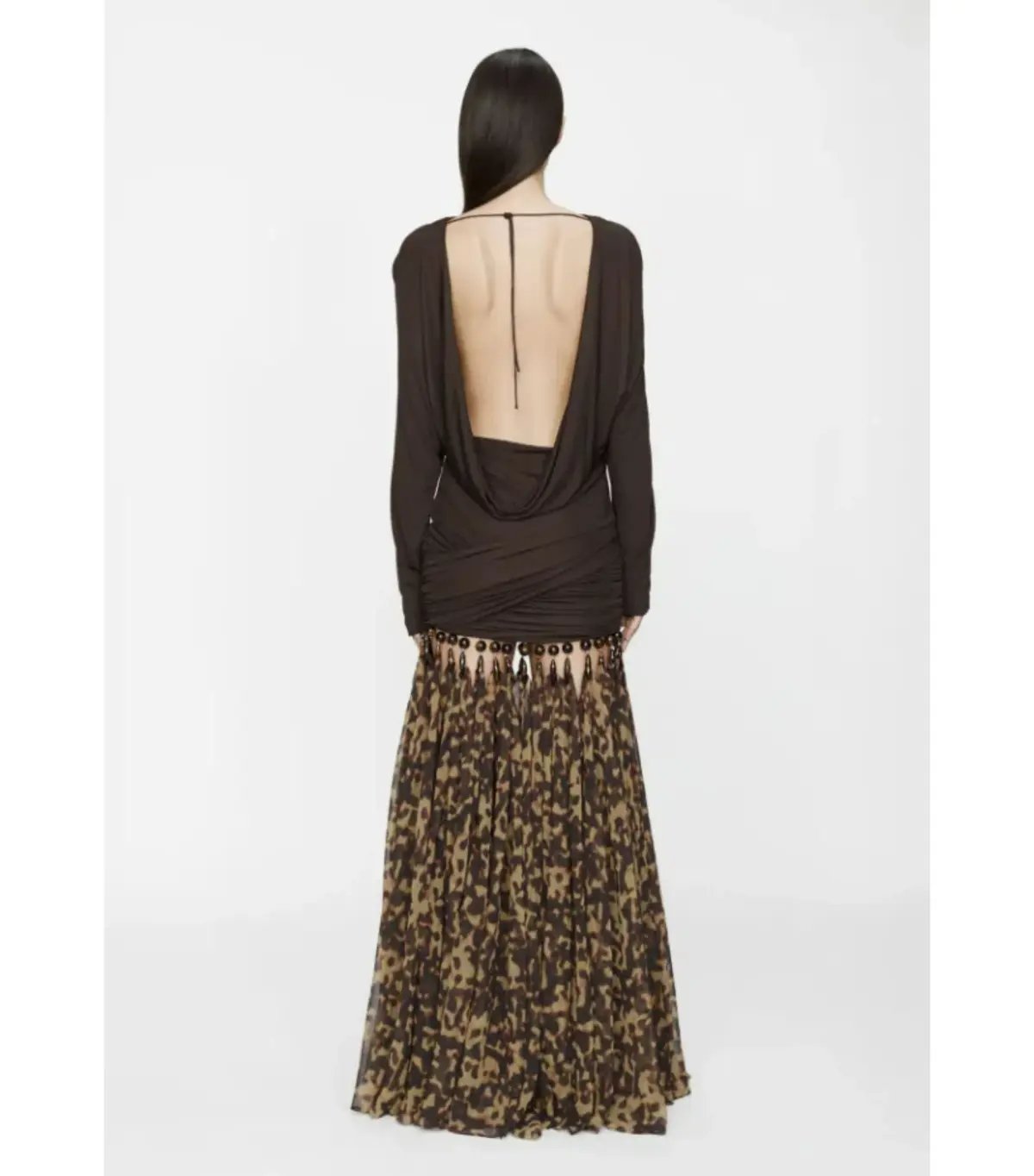 Christopher Esber Tortoiseshell Droplet Jersey Maxi Gown in Espresso Tortoiseshell Size AU 8 photo 2