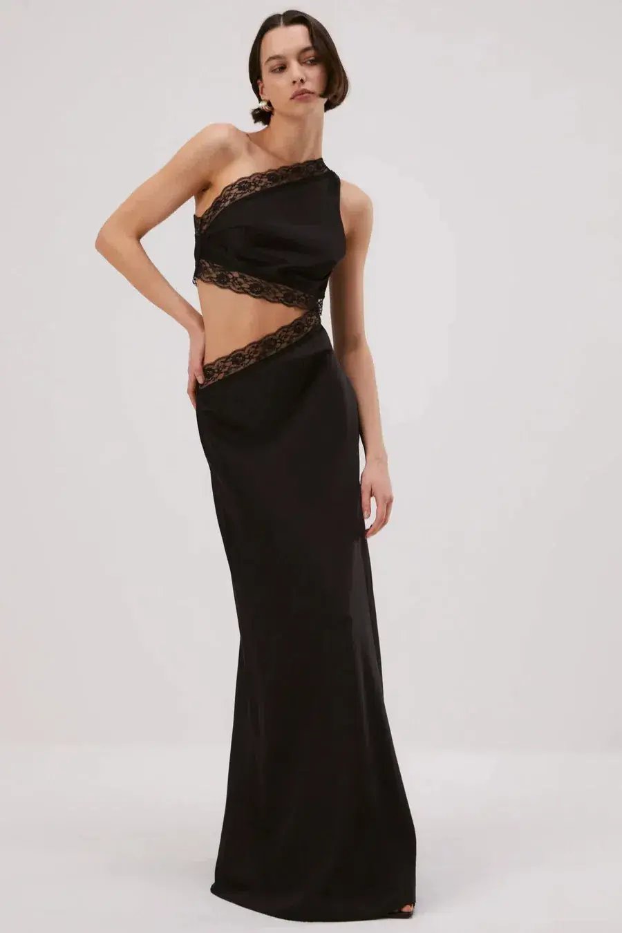 Misha Collection Jillian Satin Maxi Dress Black Size XS / AU 6 photo 4