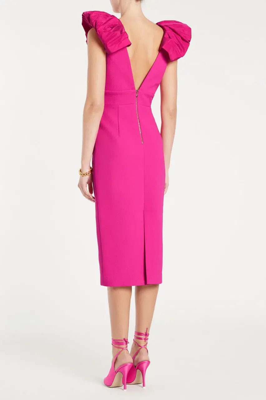 Rebecca Vallance Cupid's Bow Midi Dress Fuchsia Size AU 6 photo 2